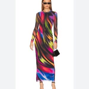 AFRM Long-Sleeve Multicolor Wave Maxi Dress